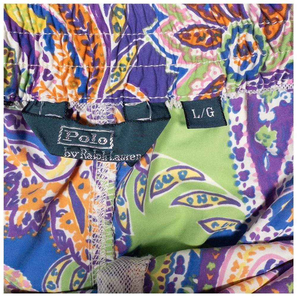 Polo Ralph Lauren‎ Paisley Swim Trunks Drawstring Mens Large - Liner Removed